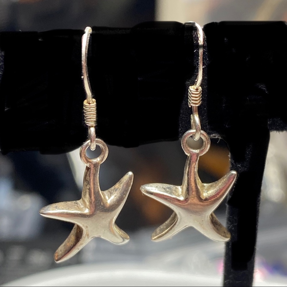 Sterling Silver 925 ATI Dangle Starfish Earrings - Picture 4 of 6